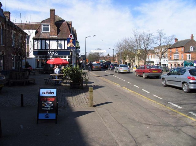 Harpenden High Street, near the Caffè Nero and M&Co, pictured on a sunny afternoon.