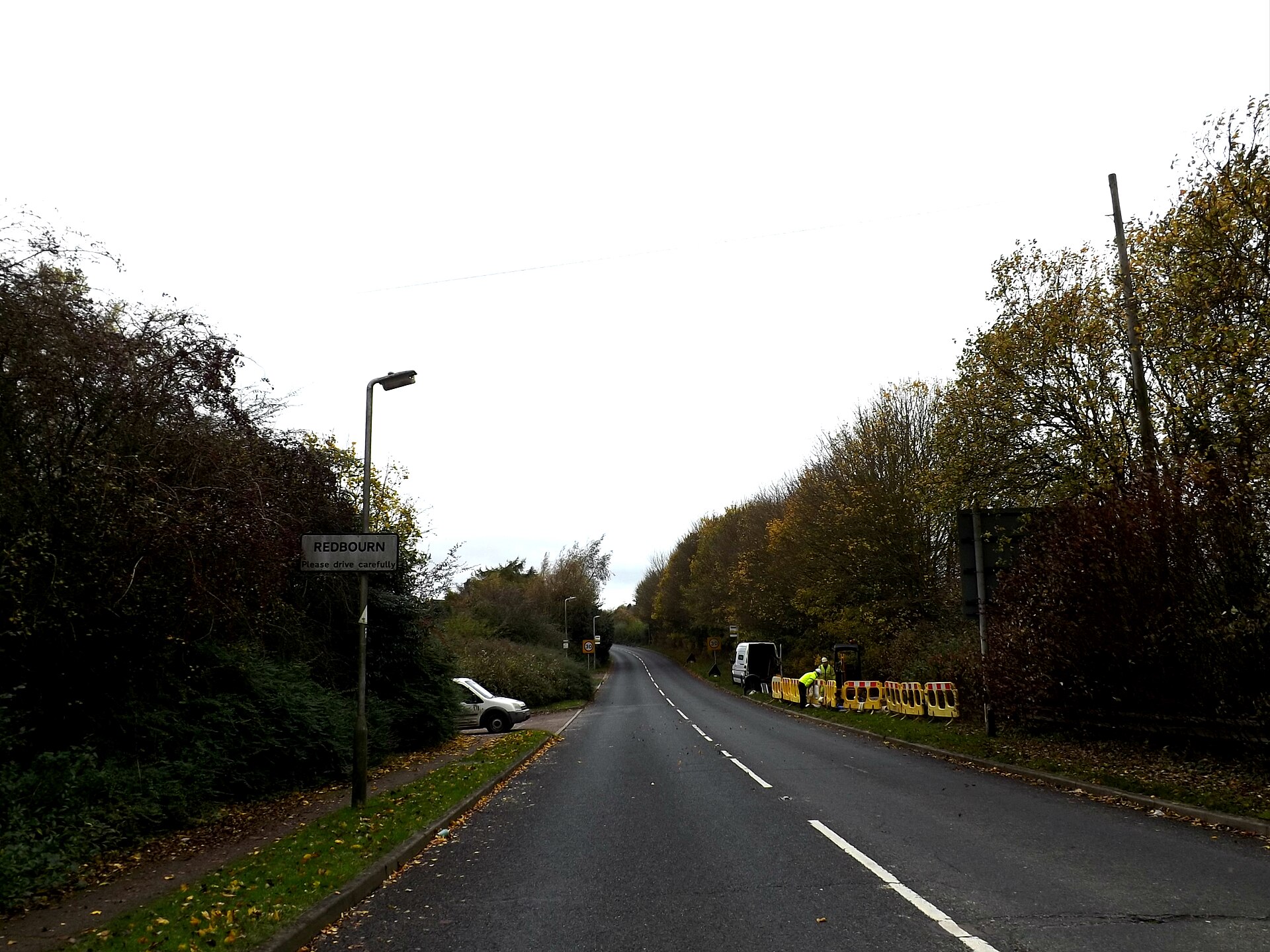 Harpenden Lane at the entrance to Redbourn village, where police have conducted speed enforcement operations.
